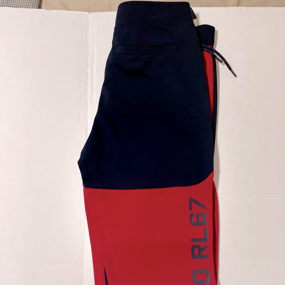 Polo Ralph Lauren RL67 Mens Double Knit Jogger Sweatpants Size M Red Navy cotton - Picture 3 of 5